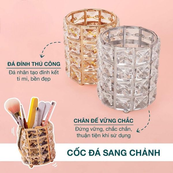 Lọ Đựng Cọ Pha Lê Tròn (giao màu ngẫu nhiên)