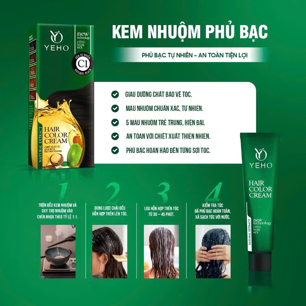 Nhuộm Tóc Yeho Phủ Bạc 60ml C3 Nâu Cappuccino