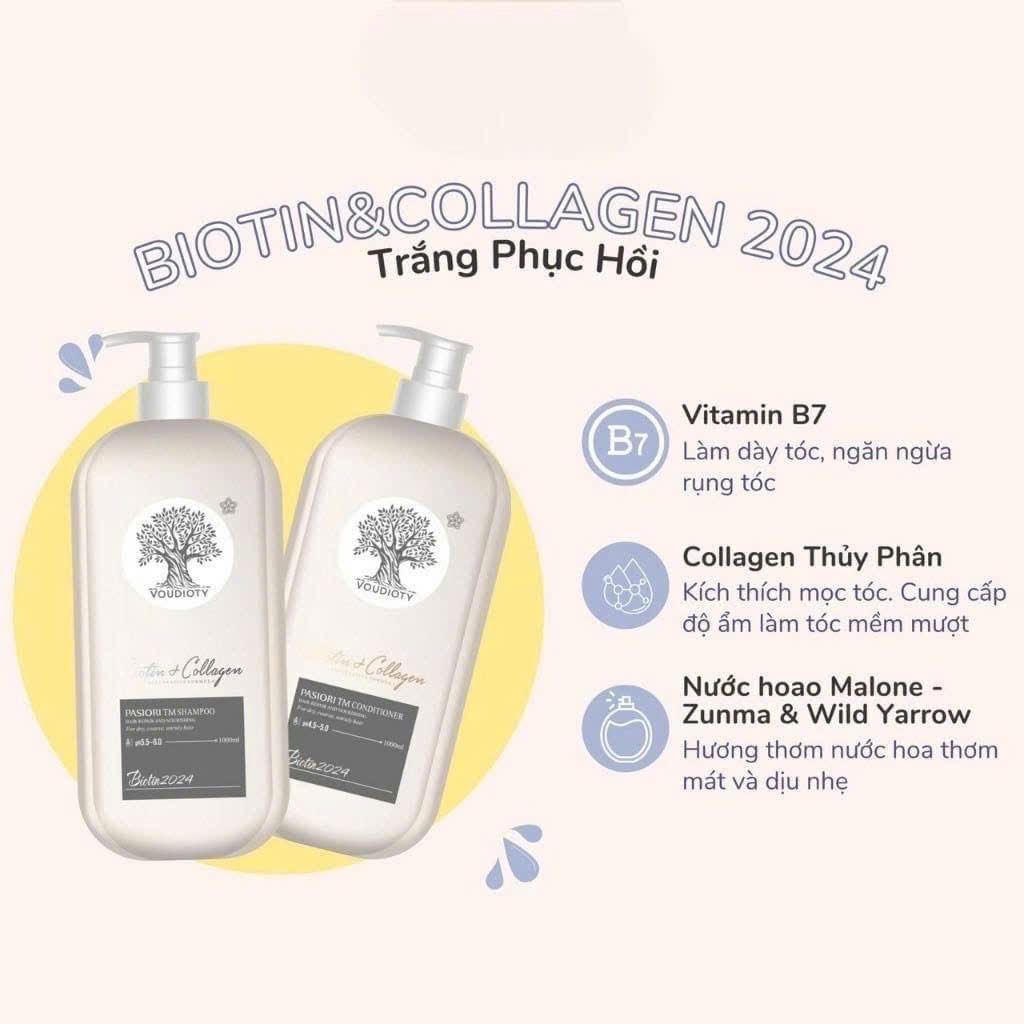 Cặp Gội Xả Biotin & Collagen 2024 1000ml