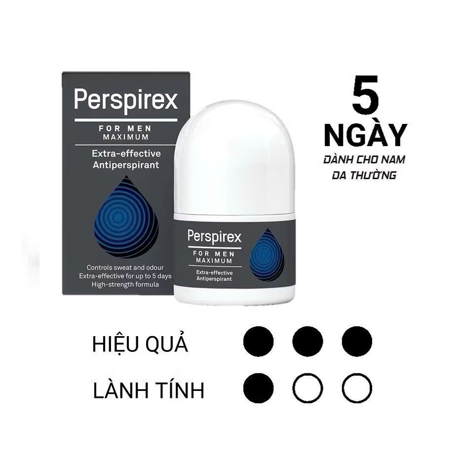 Lăn Khử Mùi Perspirex Roll-on 20ml, Giảm Hôi Nách Hiệu Quả, Giảm Đến 90% Lượng Mồ Hôi