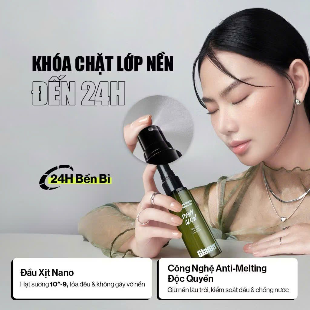 Xịt Khóa Nền Glamrr Q Vegan Super Stay Makeup Fixer 50ml