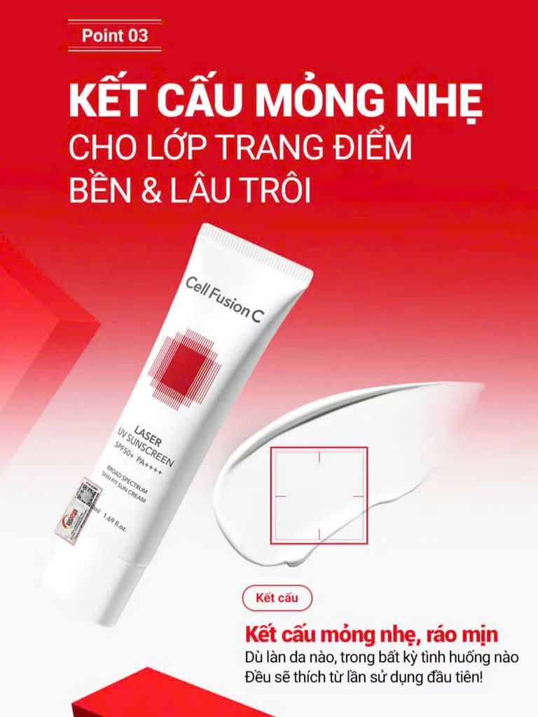 Kem Chống Nắng Cell Fusion C Laser Uv Sunscreen Spf50+ Pa++++ 50ml Đỏ
