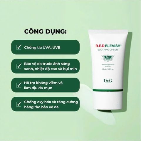 Kem Chống Nắng Dr.g 50ml R.e.d Blemish Soothing Up Sun Spf50+ Pa++++