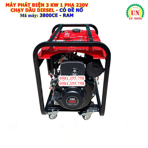 Máy phát điện 3kw chạy dầu có đề nổ 3800CE RAM