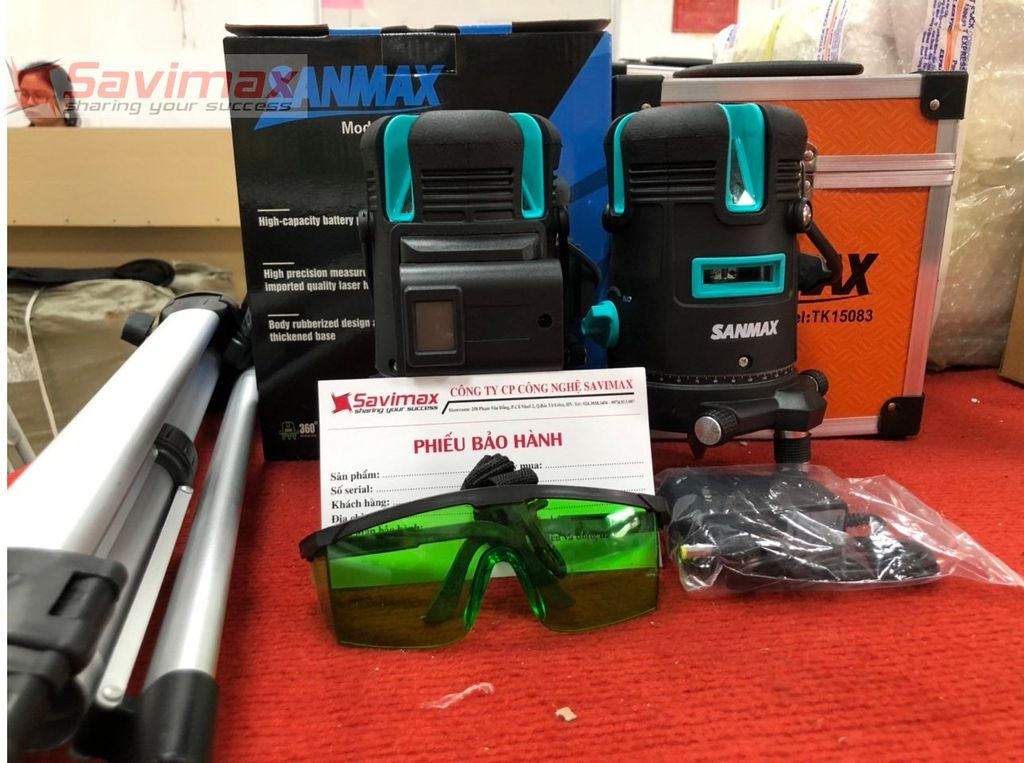 Máy cân mực laser 5 tia xanh Tmax kèm bộ chân rút