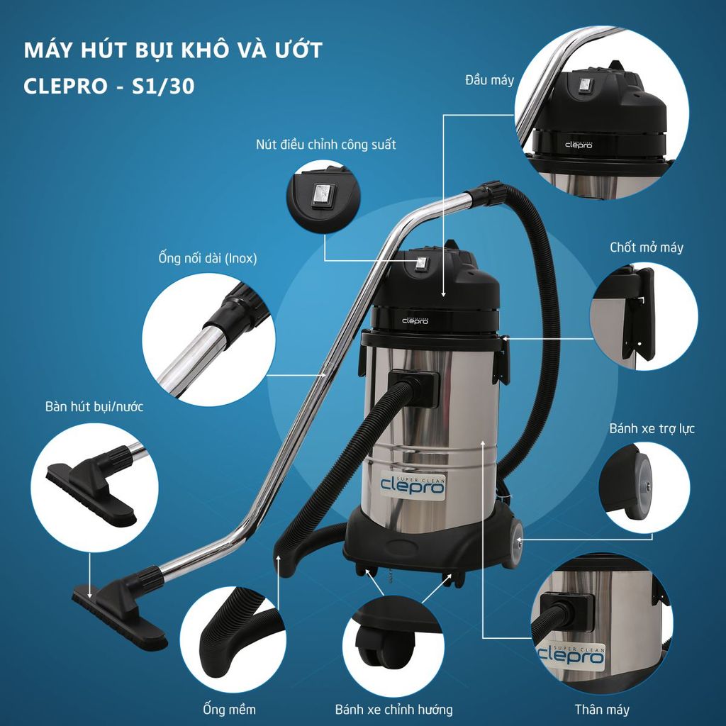 Máy hút bụi khô và ướt Clepro S1/30