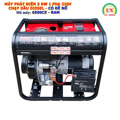 Máy phát điện 5 Kw chạy dầu có đề nổ 6500CE RAM
