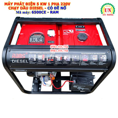 Máy phát điện 5 Kw chạy dầu có đề nổ 6500CE RAM