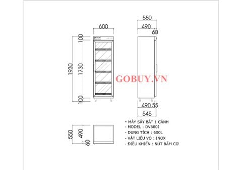 Tủ sấy bát sấy khăn diệt khuẩn 600 lít DV600