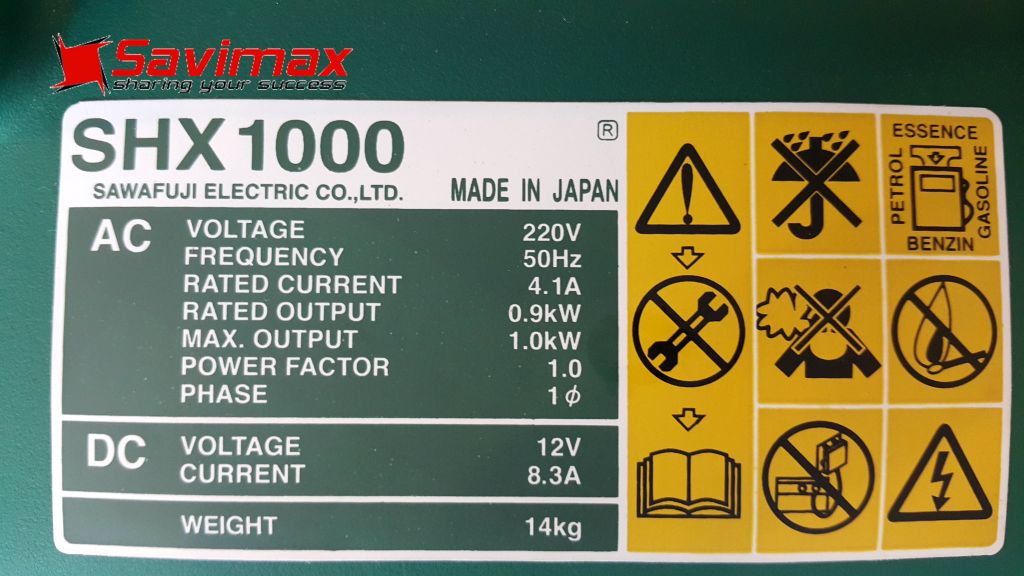 Máy phát điện Elemax Nhật Bản 1KVA SHX1000