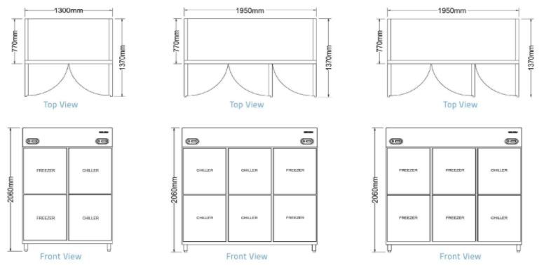 Tủ nửa đông nửa mát Berjaya 6 cánh BS-DU4F2C/Z (4 đông, 2 mát)