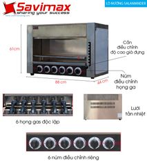 Lò nướng salamander 6 họng gas WYG-745-B