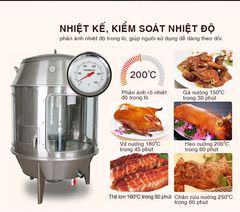 Lò quay vịt 80 kính bếp than