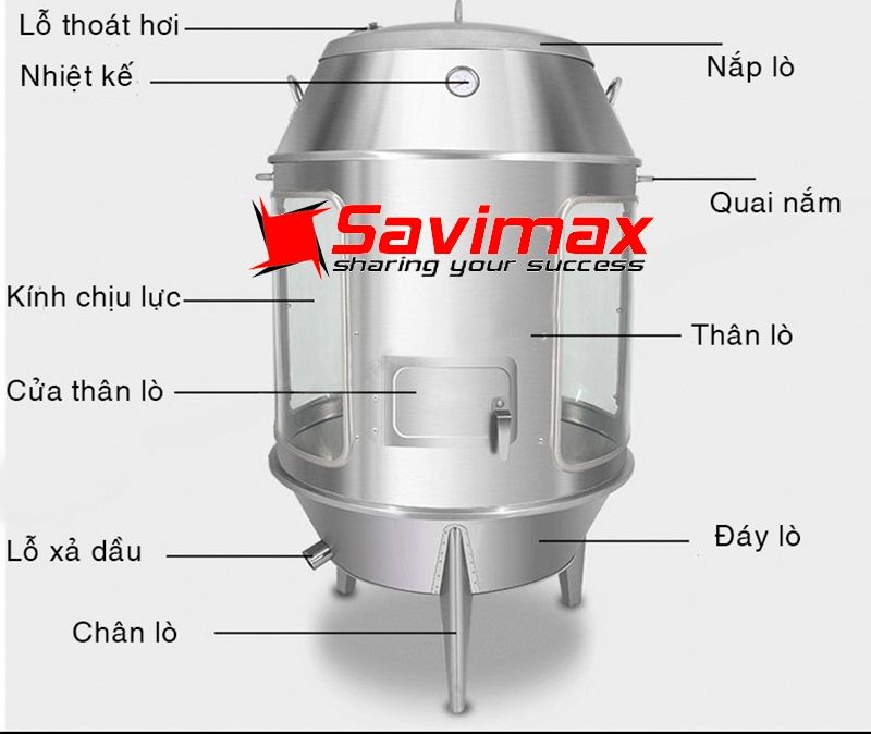 Lò quay vịt 80 kính bếp than