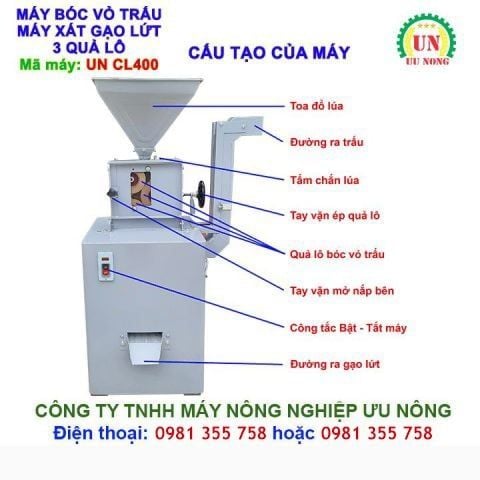 Máy bóc vỏ trấu – xát gạo lứt UN CL400