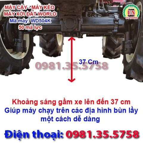 Máy cày máy kéo máy xới đất 50 HP 2 cầu World WD504K