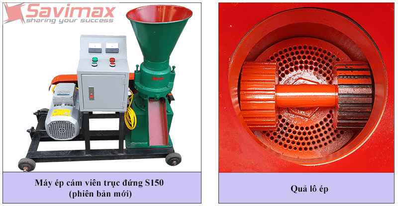 Máy ép cám viên trục đứng năng suất 150kg/h ( đủ bộ )