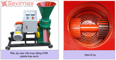Máy ép cám viên trục đứng năng suất 150kg/h ( đủ bộ )