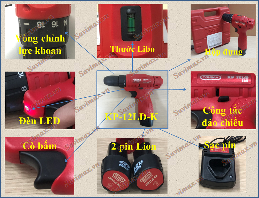 Máy Khoan Pin Oshima KP12LD-K