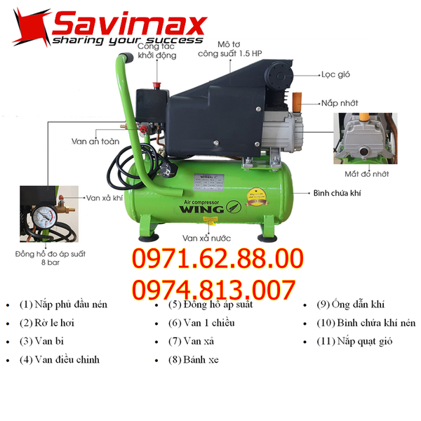Máy nén khí liền trục Wing TM-0.1-8-50L