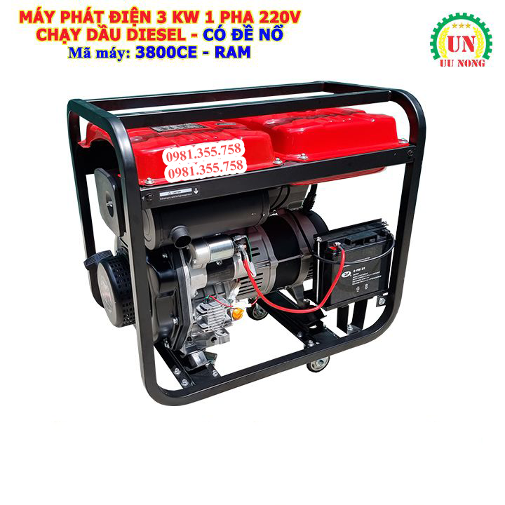 Máy phát điện 3kw chạy dầu có đề nổ 3800CE RAM