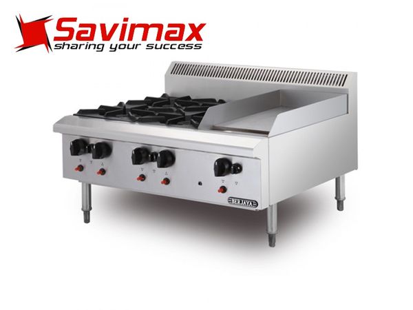 Bếp Âu 4 họng có chiên rán phẳng dùng gas Berjaya OB4GG1B
