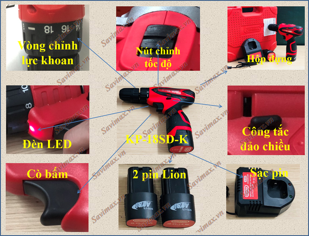 Máy Khoan Pin Oshima KP18SD-K