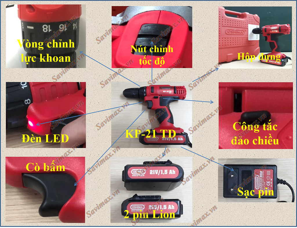 Máy Khoan Pin Oshima KP21TD