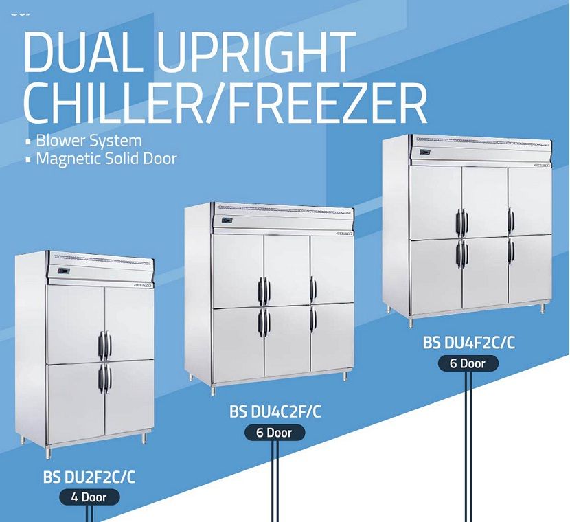 Tủ nửa đông nửa mát Berjaya 6 cánh BS-DU4F2C/Z (4 đông, 2 mát)
