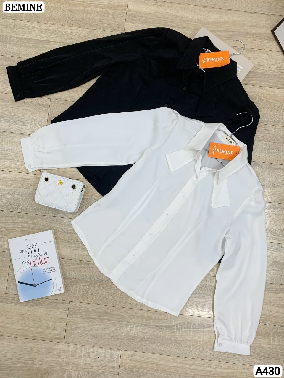 Áo sơ mi nữ tay dài nơ cổ A430
