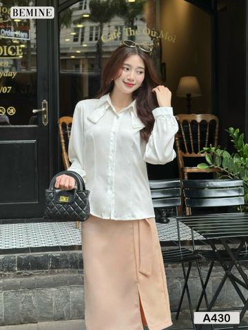 Áo sơ mi nữ tay dài nơ cổ A430