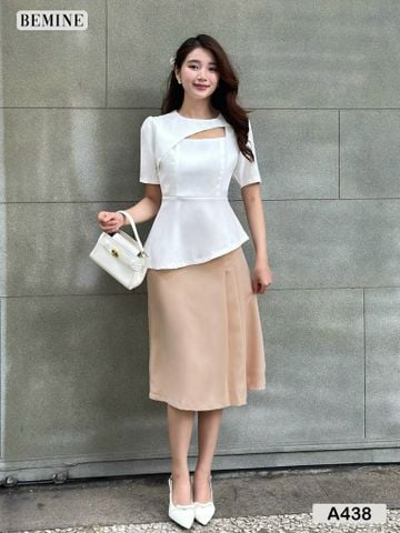 Áo kiểu peplum đắp chéo cut out A438