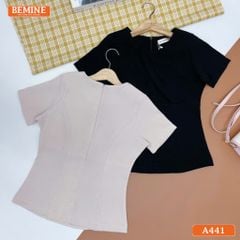 Áo thiết kế BEMINE cổ tròn xếp ly kiểu dáng peplum-A441