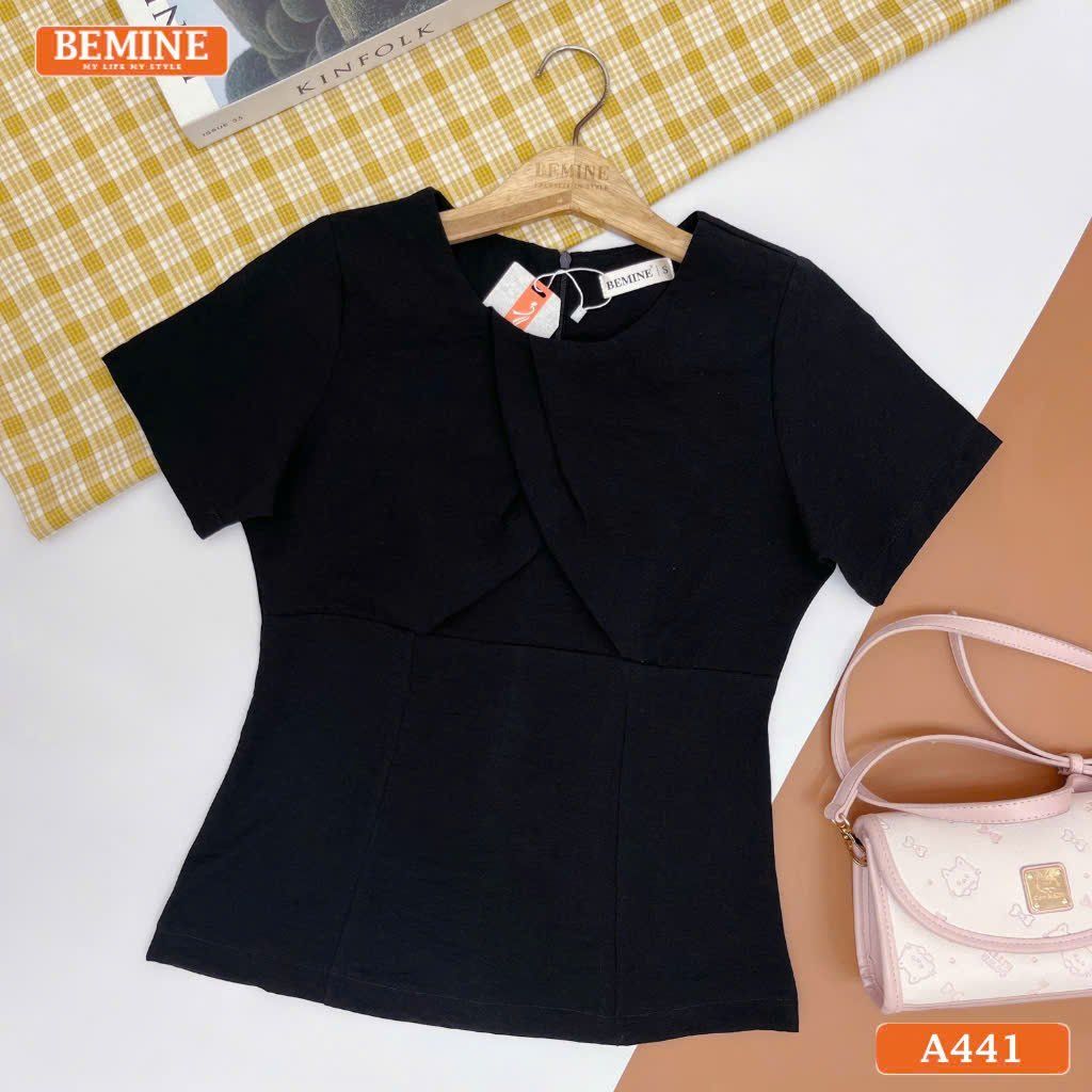Áo thiết kế BEMINE cổ tròn xếp ly kiểu dáng peplum-A441