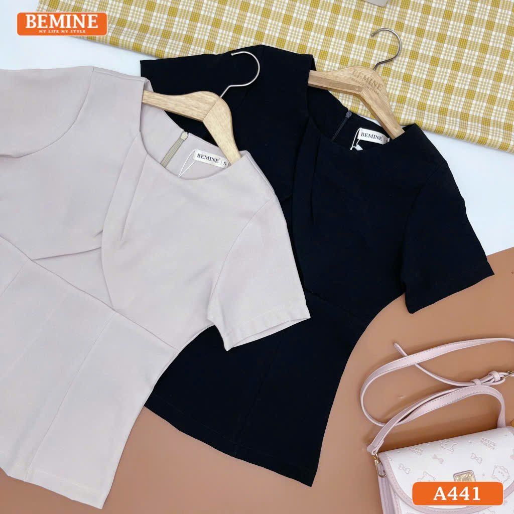 Áo thiết kế BEMINE cổ tròn xếp ly kiểu dáng peplum-A441