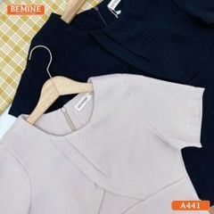 Áo thiết kế BEMINE cổ tròn xếp ly kiểu dáng peplum-A441