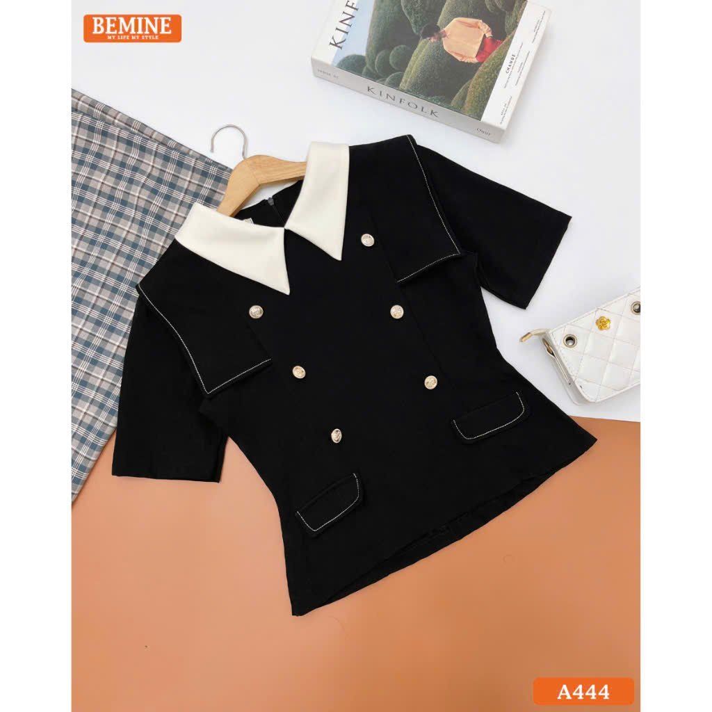 Áo kiểu BEMINE cổ V đính cúc dáng peplum-A444