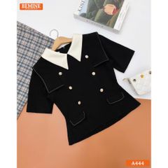 Áo kiểu BEMINE cổ V đính cúc dáng peplum-A444