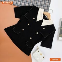 Áo kiểu BEMINE cổ V đính cúc dáng peplum-A444