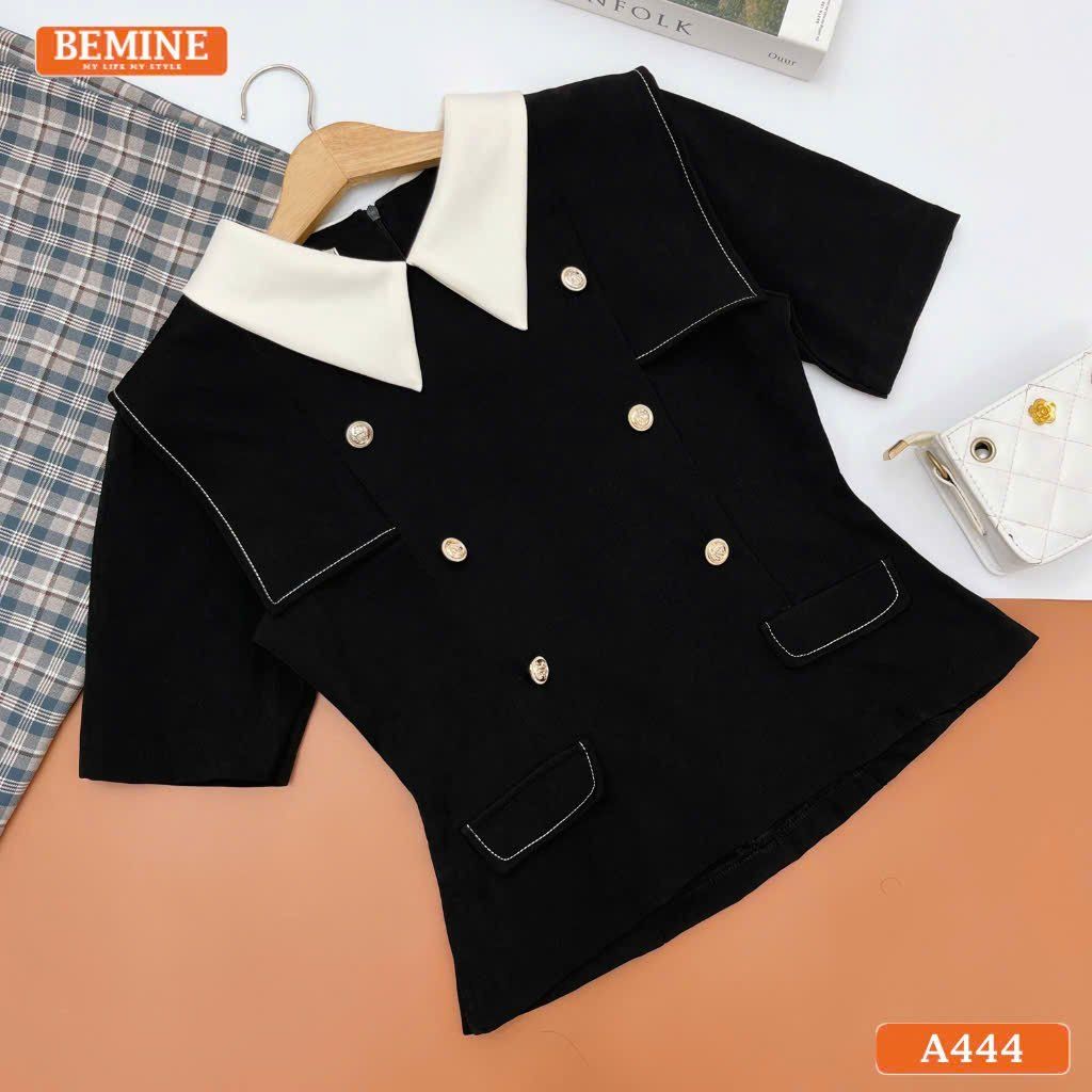 Áo kiểu BEMINE cổ V đính cúc dáng peplum-A444