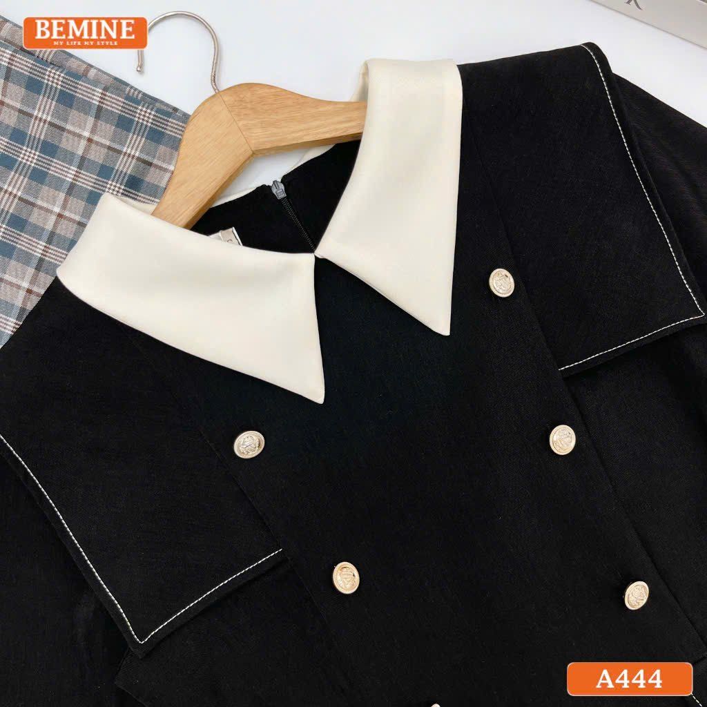 Áo kiểu BEMINE cổ V đính cúc dáng peplum-A444