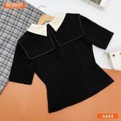 Áo kiểu BEMINE cổ V đính cúc dáng peplum-A444