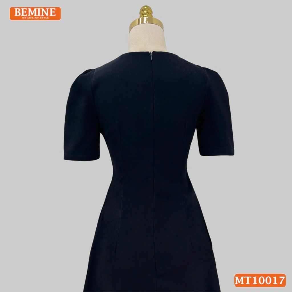 Đầm thiết kế BEMINE cổ tròn họa tiết lá dáng chữ A phù hợp đi làm, đi chơi-MT10017