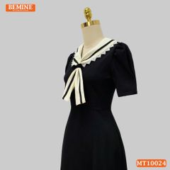 Đầm thiết kế BEMINE cổ cavat viền ren dáng chữ A phù hợp đi làm, đi chơi-MT10024