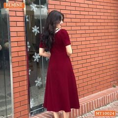 Đầm thiết kế BEMINE cổ cavat viền ren dáng chữ A phù hợp đi làm, đi chơi-MT10024