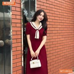 Đầm thiết kế BEMINE cổ cavat viền ren dáng chữ A phù hợp đi làm, đi chơi-MT10024