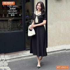 Đầm thiết kế BEMINE cổ cavat viền ren dáng chữ A phù hợp đi làm, đi chơi-MT10024