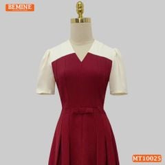 Đầm thiết kế BEMINE cổ V phối dáng chữ A tay ngắn phù hợp đi làm, đi tiệc-MT10025