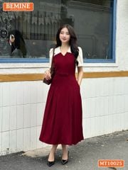 Đầm thiết kế BEMINE cổ V phối dáng chữ A tay ngắn phù hợp đi làm, đi tiệc-MT10025