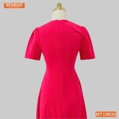 Đầm thiết kế BEMINE cổ tròn xẻ giọt nước đính cúc dáng chữ A phù hợp đi làm, đi dạo phố-MT10030